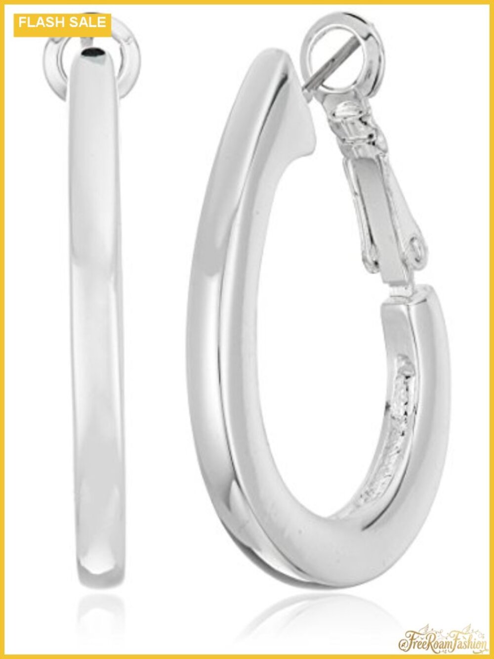 Napier Silver-Tone Oval Hoop Earrings Snap-Bar